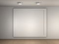 A illustration of a empty gallery with a big frame