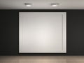 A illustration of a empty gallery with a big frame