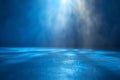 Empty stage with spotlights,  Blue background,  Spotlight on the stage,  Dark background Royalty Free Stock Photo