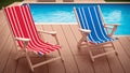 An Illustration Of An Enchanting Pair Of Lawn Chairs Next To A Pool Royalty Free Stock Photo