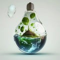 Illustration of an energy-saving light bulb with environmental protection concept for World Water Day and Ecology Royalty Free Stock Photo