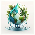 Illustration of an energy-saving light bulb with environmental protection concept for World Water Day and Ecology Royalty Free Stock Photo