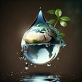 Illustration of an energy-saving light bulb with environmental protection concept for World Water Day and Ecology Royalty Free Stock Photo