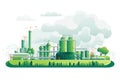 Technology building pipe smoke industrial energy plant illustration background factory chemical pollution environment Royalty Free Stock Photo