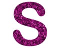 Illustration of the English letter S in a glittery pattern on a white backgroun