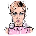 Illustration of an English model Twiggy Lesley Hornby