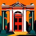 Illustration of the entrance to the historic building. Vector illustration. Generative AI