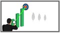 Illustration of an entrepreneur who holds the lens loop see the target chart above Royalty Free Stock Photo