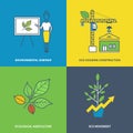 Illustration of environmental projects, growth in the construction sector, agriculture.
