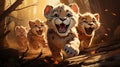 Illustration of Envision lion cubs testing their roar