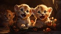 Illustration of Envision lion cubs testing their roar