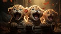 Illustration of Envision lion cubs testing their roar