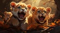 Illustration of Envision lion cubs testing their roar