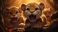 Illustration of Envision lion cubs testing their roar