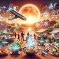 Martian Food Festival: Delicious and Healthy Food Accompanied by Holographic Interfaces.