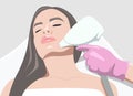 Illustration. Epilation hair removal procedure on a womanÃ¢â¬â¢s face. Beautician doing laser rejuvenation