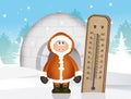 Eskimo with cold thermometer