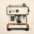 Illustration Of Espresso Machine On Pedestal In Alec Soth Style