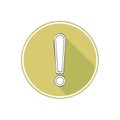 Illustration of an exclamation mark inside a green circle with a long shadow and white border design Royalty Free Stock Photo