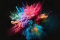 Explosion of coloured powder on black, abstract, colors