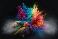 Explosion of coloured powder on black background, abstract, colors Royalty Free Stock Photo