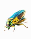 Illustration of extreme close up view of colorful leaf hopper, AI-generated image Royalty Free Stock Photo