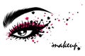 Illustration of eye makeup and brow on white background Royalty Free Stock Photo