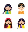 Illustration of the face an Indian girls in colorful sari