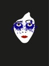 Illustration face of silent film actress with blue shadows