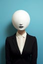 illustration of faceless woman in suit with mask over her face. Mental health psychology identity women\'s rights Royalty Free Stock Photo