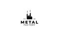 Illustration factory building metal logo design