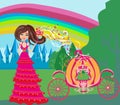 Illustration of a fairy and a pumpkin carriage Royalty Free Stock Photo