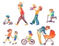 Illustration of family walking in watercolor style