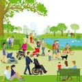 Illustration of families in park