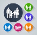 Family circle icons with shadow Royalty Free Stock Photo