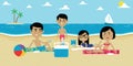 Illustration Of Family Enjoying Picnic On Beach Together Royalty Free Stock Photo