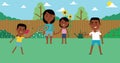 Illustration Of Family Playing With Frisbee In Garden