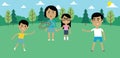 Illustration Of Family Playing With Frisbee In Park Together