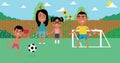 Illustration Of Family Playing Soccer In Garden Together