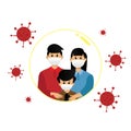 Illustration family protected from the virus design