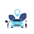 Banner smart car sharing service any location city Royalty Free Stock Photo