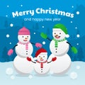 Illustration of a Family of Snowmen Posing Happily vector