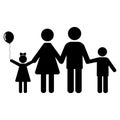 Family symbol.Silhouettes of man, woman and children on a white background.