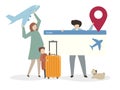 Illustration of family traveling together