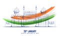Famous Indian monument Red Fort for 26th January Happy Republic Day of India