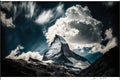 The famous mountain matterhorn peak with cloudy, landscape background