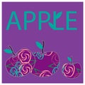 Illustration with fantastic apples on the lilac background