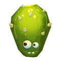 Illustration: The Fantastic Forest Green Cactus Monster isolated on White Background. Realistic Royalty Free Stock Photo