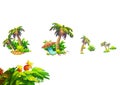 Illustration: Fantastic Tropical Beach Elements Set 3. Coconut, Flower, Plant Group etc.