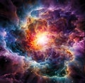 Illustration fantasy of Colorful galaxy with Light in the middle